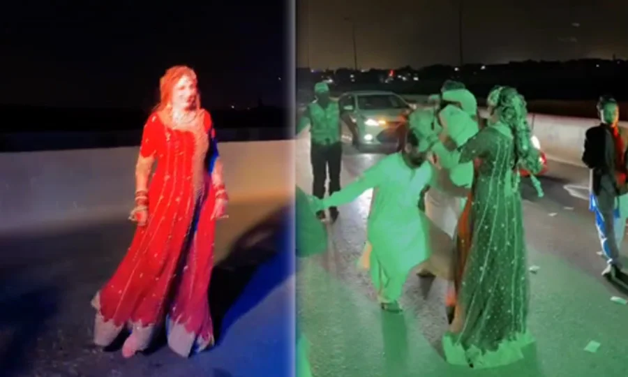 کراچی؛ شاہ فیصل پل پر گاڑیاں روک کر دلہن کا رقص، ویڈیوز وائرل ہوگئیں