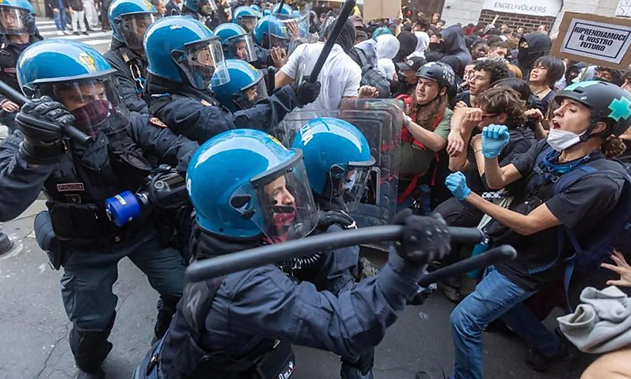 اٹلی میں احتجاج شدت اختیار کر گیا، میلان میں پولیس سے جھڑپیں، 200 سے زائد افراد گرفتار